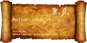 Maller Jolán névjegykártya